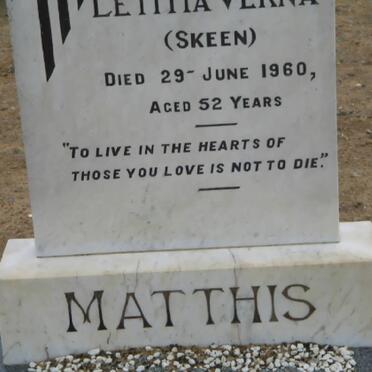 MATTHIS Letitia nee SKEEN -1960