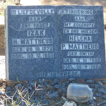 MATTHEUS Izak H. 1879-1955 &amp; Helena P. SMITH 1882-1951