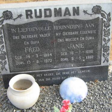 RUDMAN Fred 1894-1972 &amp; Janie 1898-1968