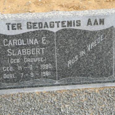 SLABBERT Carolina E. geb CROUSE 1890-19?1