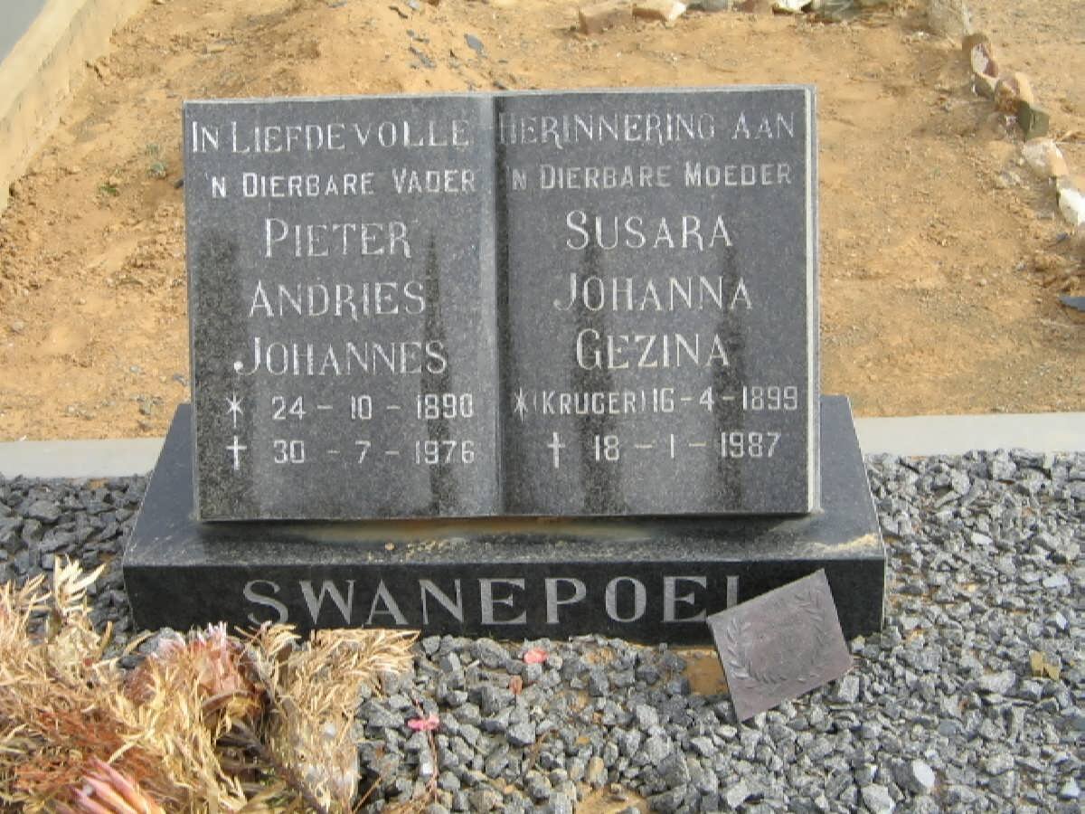 SWANEPOEL Pieter Andries Johannes 1890-1976 &amp; Susara Johanna Gezina KRUGER 1899-1987