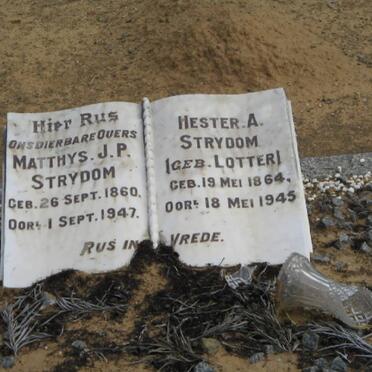 STRYDOM Matthys J.P. 1860-1947 &amp; Hester A. LOTTER 1864-1945