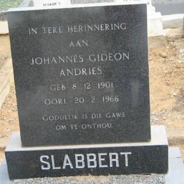 SLABBERT Johannes Gideon Andries 1901-1966