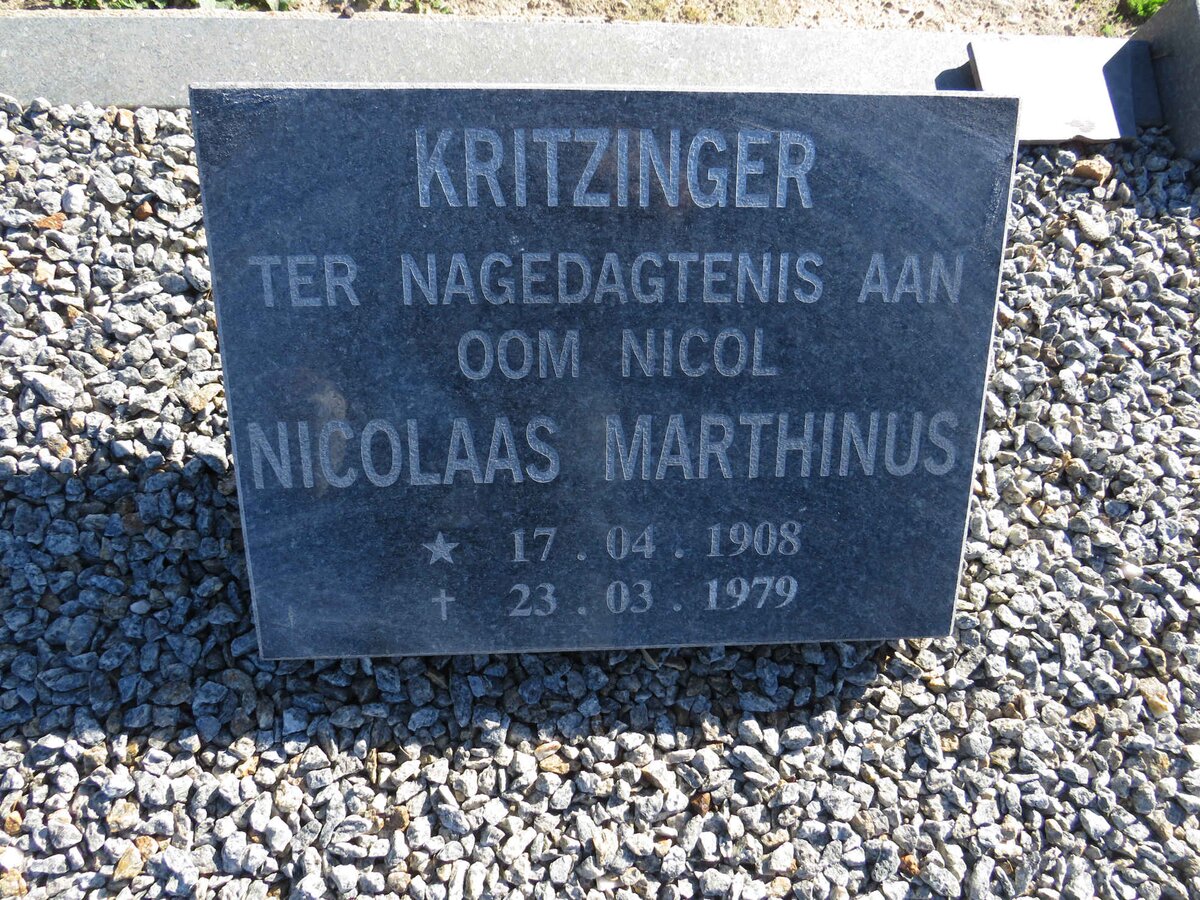 KRITZINGER Nicolaas Marthinus 1908-1979