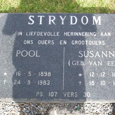 STRYDOM Pool 1898-1983 &amp; Susanna VAN EEDEN 1898-1971