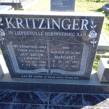 KRITZINGER Jan Jacob 1926-1997 & Margaret 1927-2019