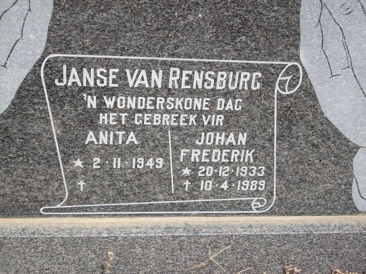 RENSBURG Johan Frederik, Janse van 1933-1989 &amp; Anita 1949-