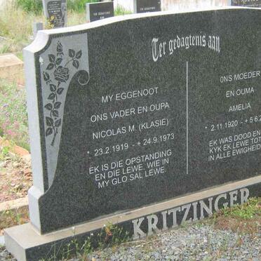 KRITZINGER Nicolas 1919-1975 &amp; Amelia 1920-2001