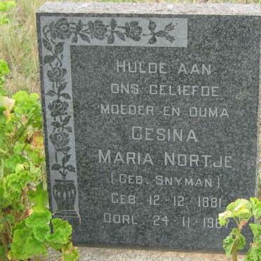 NORTJE Gesina Maria nee SNYMAN 1881-19??