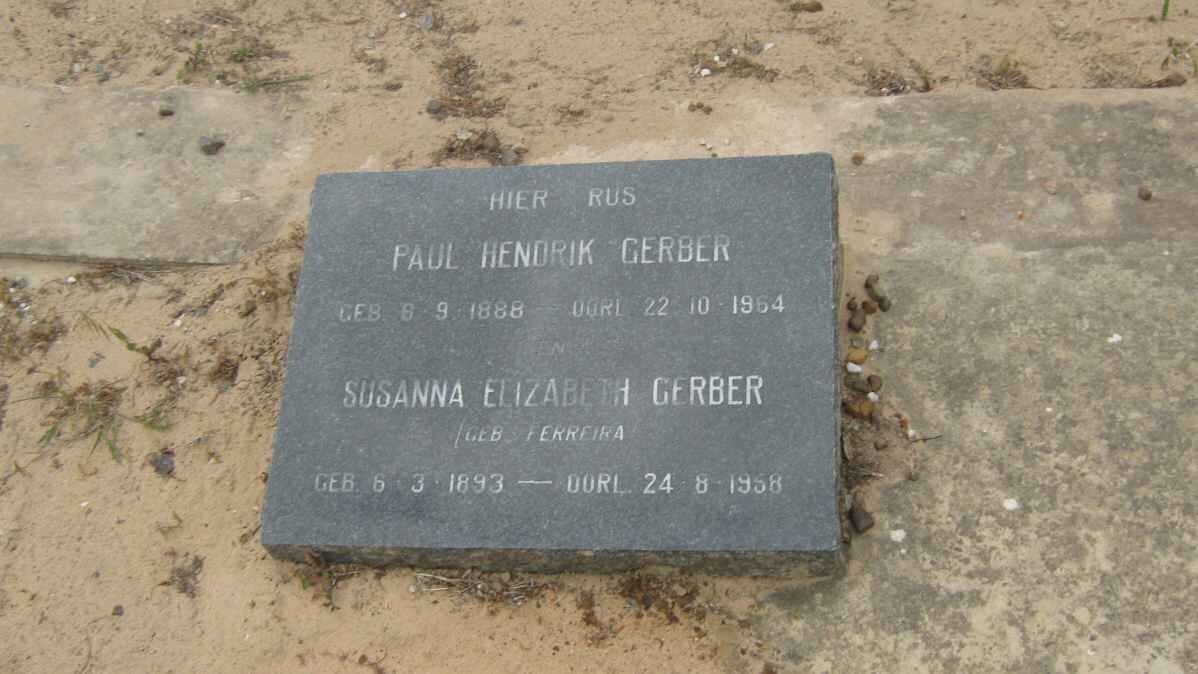 GERBER Paul Hendrik 1888-1964 &amp; Susanna Elizabeth FERREIRA 1893-1958