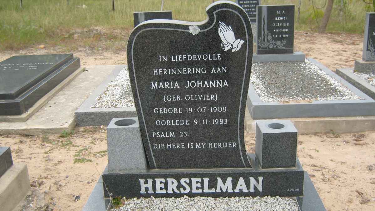 HERSELMAN Maria Johanna nee OLIVIER 1909-1983