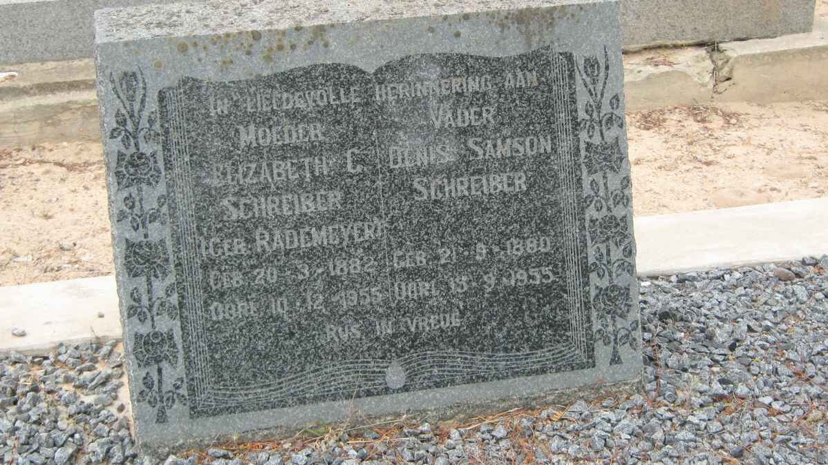 SCHREIBER Denis Samson 1880-1955 &amp; Elizabeth C. RADEMEYER 1882-1955