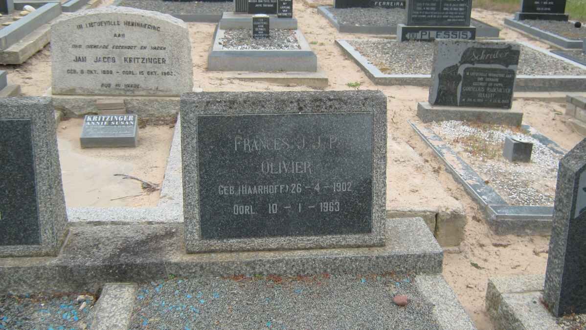 OLIVIER Frances J.J.P. nee HAARHOFF 1902-1963