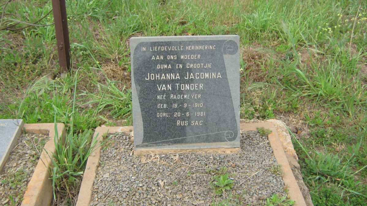 TONDER Johanna Jacomina, van nee RADEMEYER 1910-1981