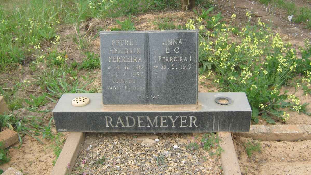 RADEMEYER  Petrus Hendrik Ferreira 1912-1987 &amp; Anna E.C. FERREIRA 1919-