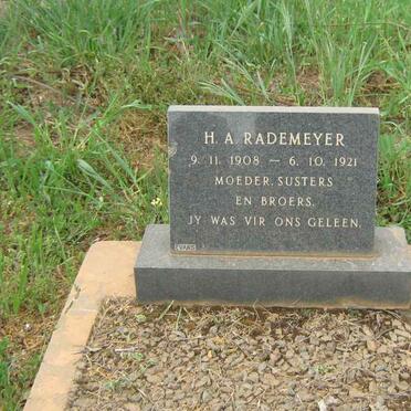 RADEMEYER H.A. 1908-1921