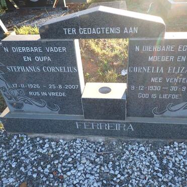 FERREIRA Stephanus Cornelius 1926-2007 & Cornelia Elizabeth VENTER 1930-1991