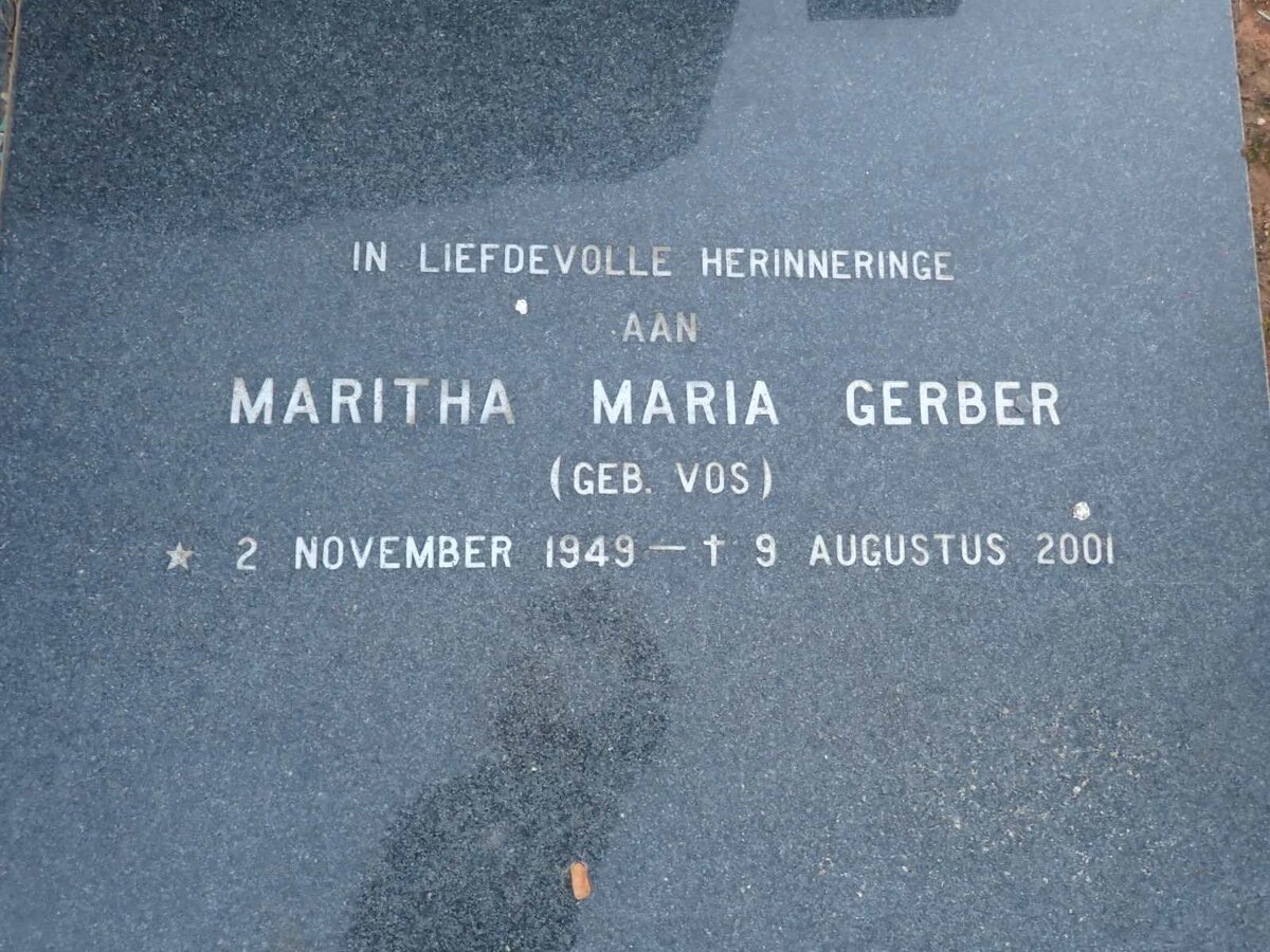 GERBER Martha Maria nee VOS 1949-2001