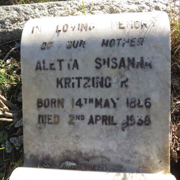 KRITZINGER Aletta Susanna 1886-1938