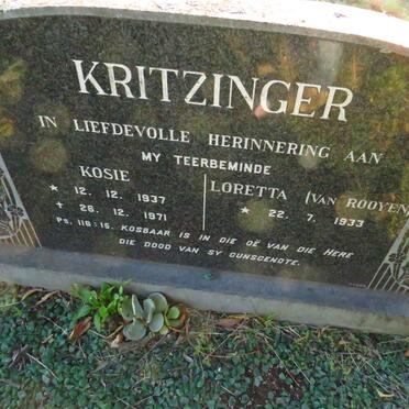 KRITZINGER Kosie 1937-1971 & Loretta VAN ROOYEN 1933-