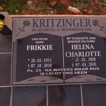KRITZINGER Frikkie 1931-2018 & Helena Charlotte 1928-2010