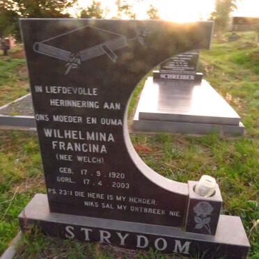 STRYDOM Wilhelmina Francina nee WELCH 1920-2003