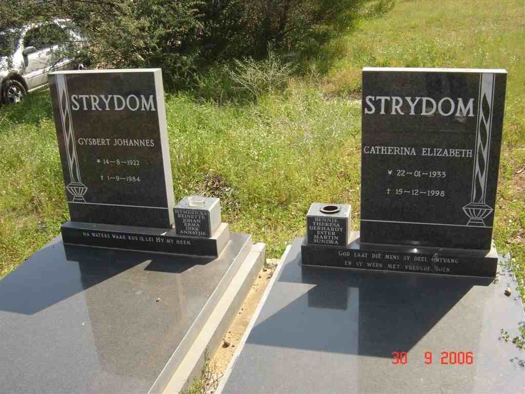 STRYDOM Gysbert Johannes 1922-1984 &amp; STRYDOM Catherina Elizabeth 1933-1998