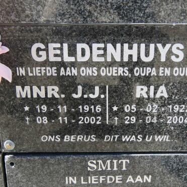 GELDENHUYS J.J. 1916-2002 &amp; Ria 1922-2004