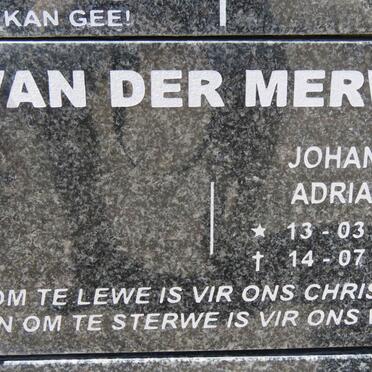 MERWE Johanna Adriana, van der 1932-2012