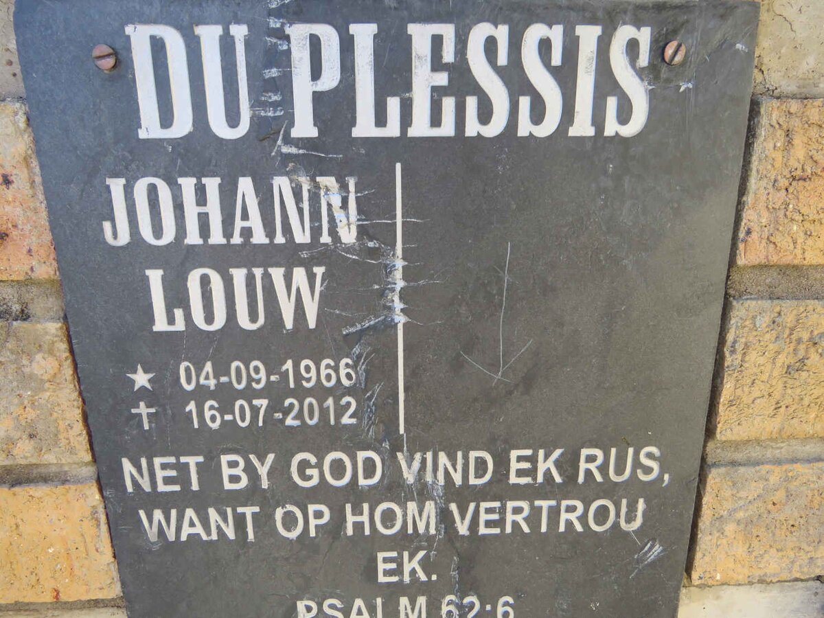 PLESSIS Johann Louw, du 1966-2012