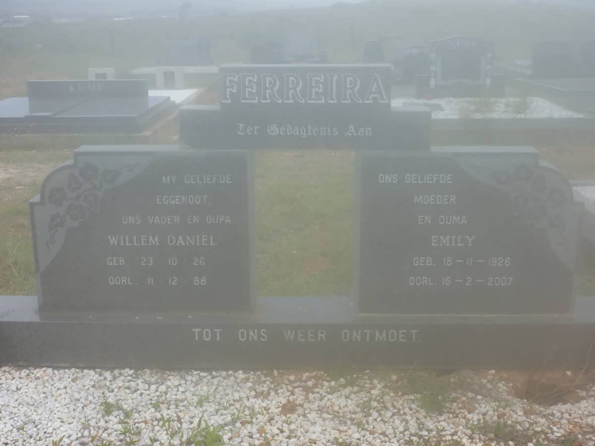 FERREIRA Willem Daniel 1926-1988 &amp; Emily 1926-2007