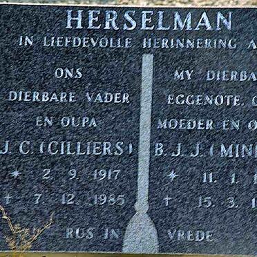HERSELMAN J.C. 1917-1985 &amp; B.J.J. 1919-1985