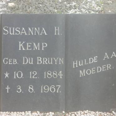 KEMP Susanna H. nee DU BRUYN 1884-1967