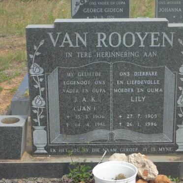 ROOYEN Jan A.K., van 1906-1981 &amp; Lily 1905-1996