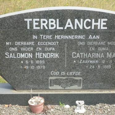 TERBLANCHE Salomon Hendrik 1899-1978 &amp; Catharina Maria ZAAYMAN 1903-1989