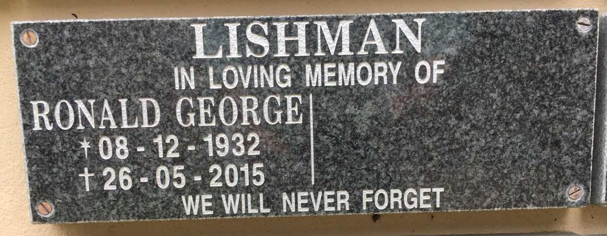 LISHMAN Ronald George 1932-2015