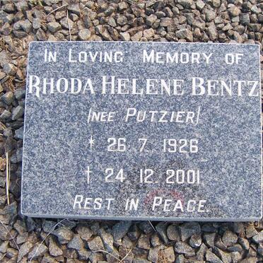 BENTZ Rhoda Helene nee PUTZIER 1926-2001