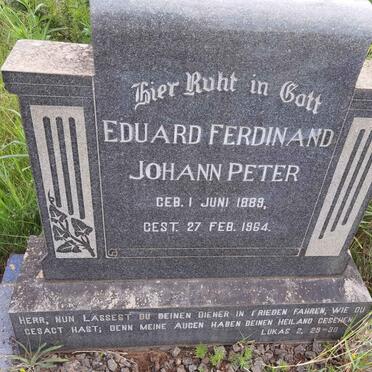 PETER Eduard Ferdinand Johann 1889-1964