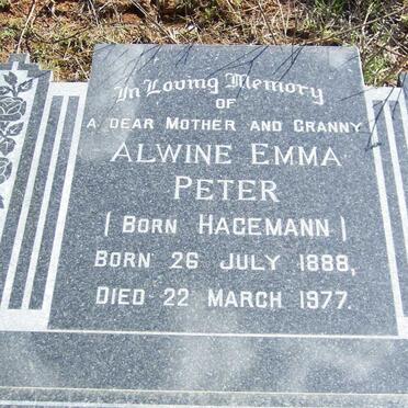 PETER Alwine Emma nee HAGEMANN 1888-1977