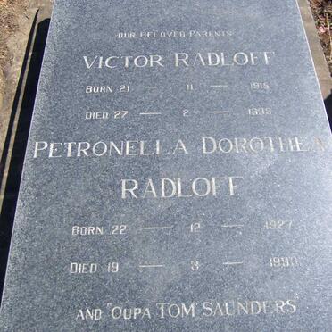 RADLOFF Victor 1915-1993 &amp; Petronella Dorothea 1927-1993 :: SAUNDERS Tom
