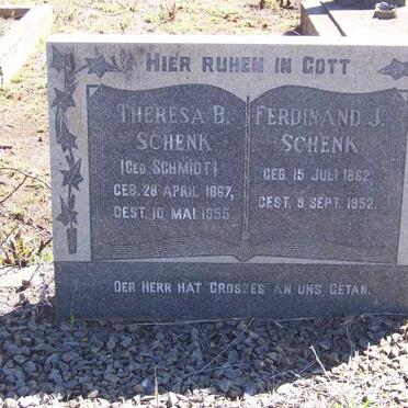 SCHENK Ferdinand J. 1862-1952 &amp; Theresa B. SCHMIDT 1867-1955