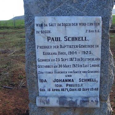 SCHNELL Paul 1873-1925 &amp; Ida Johanna PREUSS 1871-1948