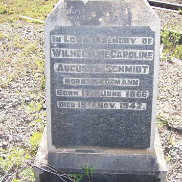 SCHMIDT Wilhelmine Caroline Auguste nee HAGEMANN 1866-1942