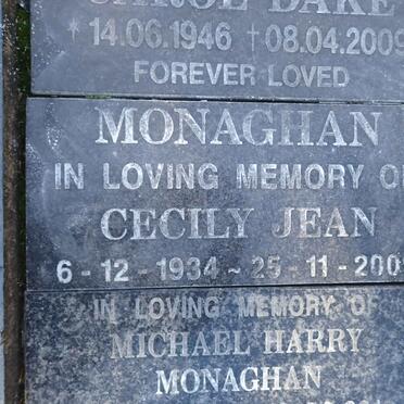 MONAGHAN Cecily Jean 1934-2009