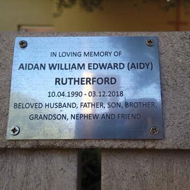 RUTHERFORD Aidan William Edward 1990-2018