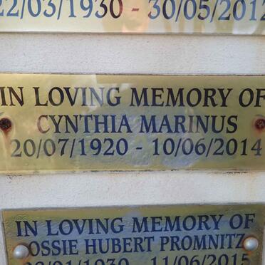 MARINUS Cynthia 1920-2014