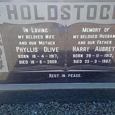 HOLDSTOCK Harry Aubrey 1912-1967 &amp; Phyllis Olive 1917-2008