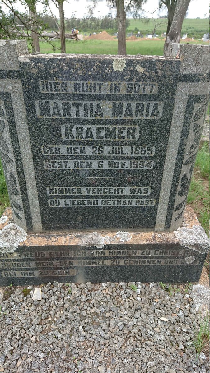 KRAEMER Martha Maria 1865-1954