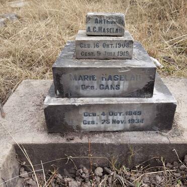 HASELHAU Marie nee GANS 1849-1934 :: HASELAU Arthur A.G. 1908-1919