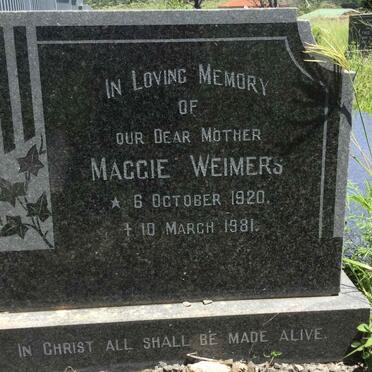 WEIMERS Maggie 1920-1981